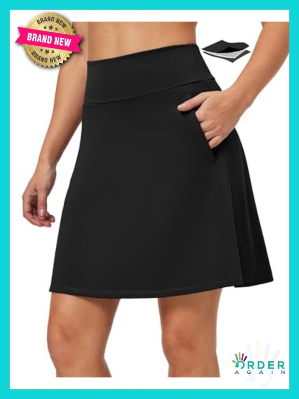 Knee Length Skort with Pockets Tummy Control Golf Tennis Athletic Skirt